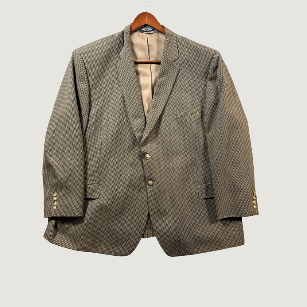 Bert Pulitzer Mens 54R Brown Houndstooth Sport Coat Blazer 2 Button